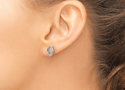 White Ice Sterling Silver Rhodium-plated Diamond Horseshoe Post Earrings (Style QW421)
