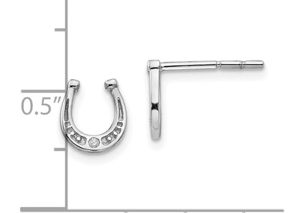 White Ice Sterling Silver Rhodium-plated Diamond Horseshoe Post Earrings (Style QW421)
