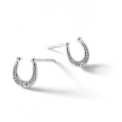 White Ice Sterling Silver Rhodium-plated Diamond Horseshoe Post Earrings, 8.7 x 7.6mm