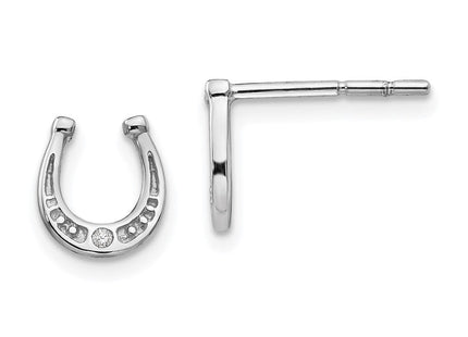 White Ice Sterling Silver Rhodium-plated Diamond Horseshoe Post Earrings (Style QW421)