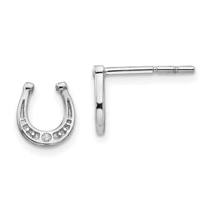 White Ice Sterling Silver Rhodium-plated Diamond Horseshoe Post Earrings (Style QW421)