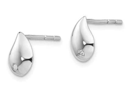 White Ice Sterling Silver Rhodium-plated Diamond Teardrop Post Earrings (Style QW422)
