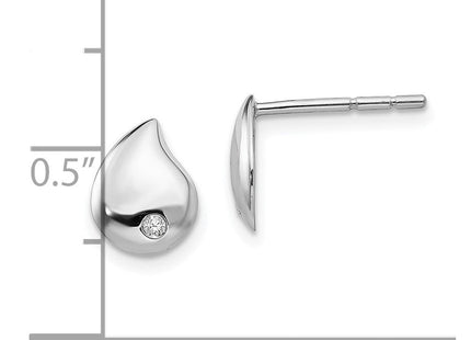 White Ice Sterling Silver Rhodium-plated Diamond Teardrop Post Earrings (Style QW422)