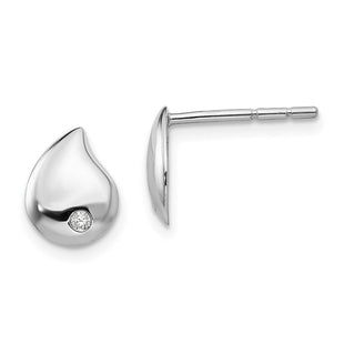 White Ice Sterling Silver Rhodium-plated Diamond Teardrop Post Earrings (Style QW422)
