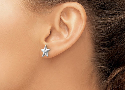 White Ice Sterling Silver Rhodium-plated Diamond Star Post Earrings (Style QW424)