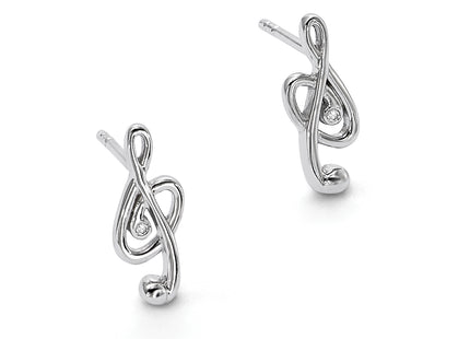 White Ice Sterling Silver Rhodium-plated Diamond Musical Post Earrings
