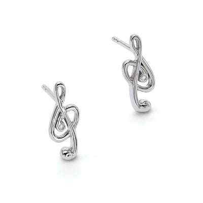 White Ice Sterling Silver Rhodium-plated Diamond Musical Post Earrings