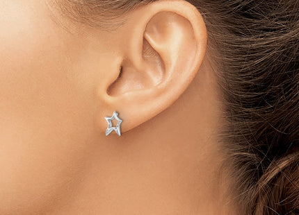 Sterling silver diamond star earrings, another view
