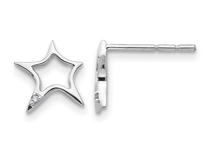 Sterling silver diamond star earrings