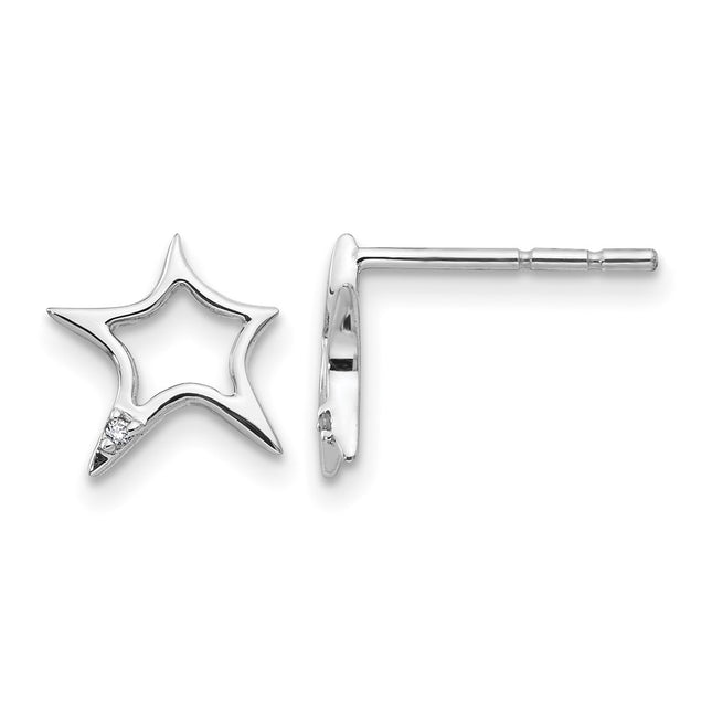 Sterling silver diamond star earrings