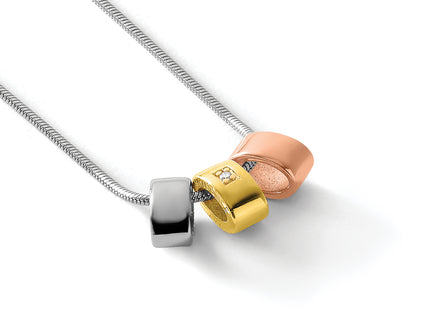 White Ice Sterling Silver Rhodium-plated Rose and Gold-tone Diamond Necklace with Extender