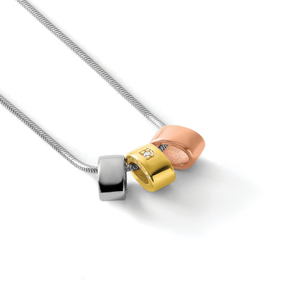 White Ice Sterling Silver Rhodium-plated Rose and Gold-tone Diamond Necklace with Extender