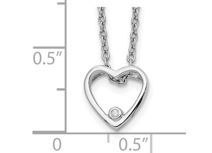 Sterling silver diamond heart necklace, another view