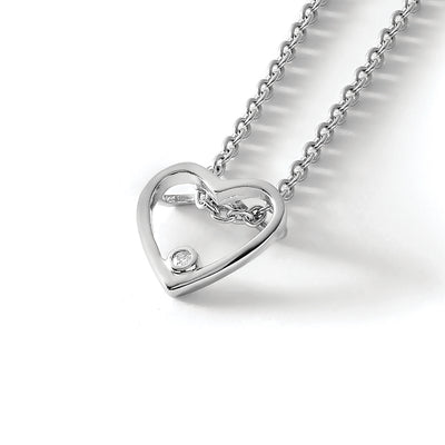 White Ice Sterling Silver Rhodium-plated Diamond Open Heart Necklace with Extender, 20 x 10mm