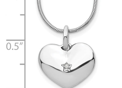 Sterling silver diamond heart necklace, another view