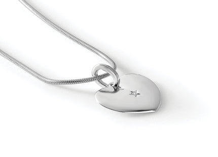 White Ice Sterling Silver Rhodium-plated Diamond Heart Necklace with Extender, 20 x 15.6mm