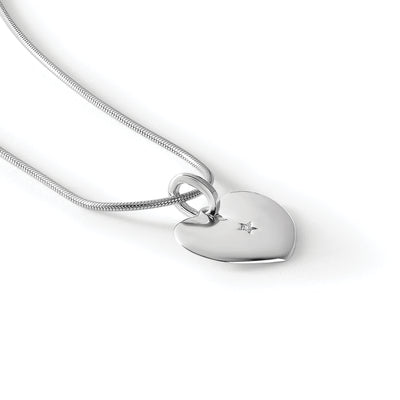 White Ice Sterling Silver Rhodium-plated Diamond Heart Necklace with Extender, 20 x 15.6mm