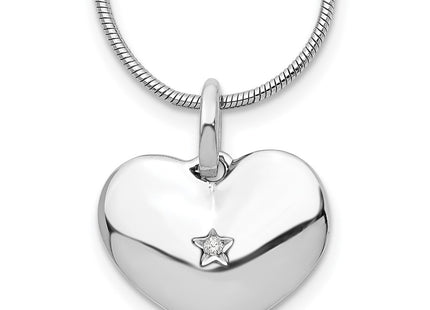 Sterling silver diamond heart necklace