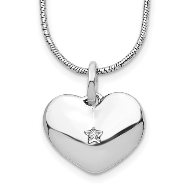 Sterling silver diamond heart necklace