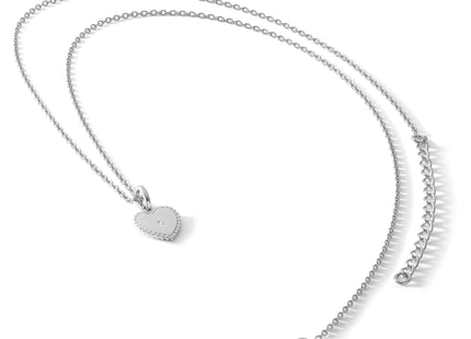 White Ice Sterling Silver Rhodium-plated Diamond Heart Necklace with Extender, 20 x 9.7mm