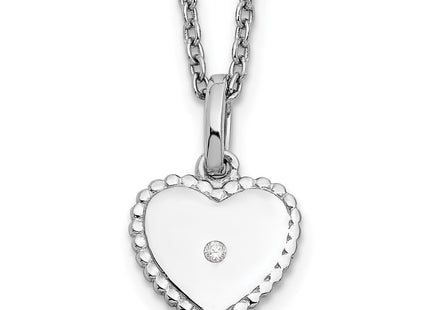 Sterling silver diamond heart necklace