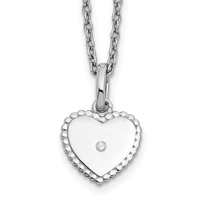Sterling silver diamond heart necklace
