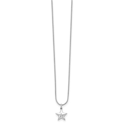 White Ice Sterling Silver Rhodium-plated Diamond Star Necklace with Extender, 20 x 13.8mm