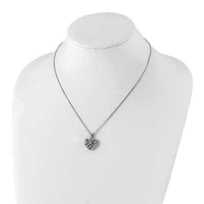 White Ice Sterling Silver Rhodium-plated Diamond Filigree Heart Locket Necklace with Extender