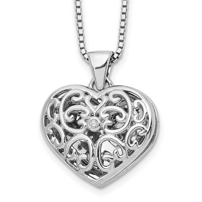 Sterling silver diamond locket necklace