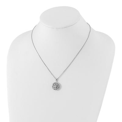White Ice Sterling Silver Rhodium-plated Diamond Star Round Locket Necklace with Extender