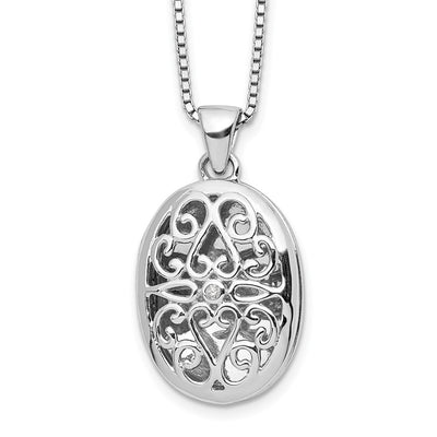 Sterling silver diamond oval necklace