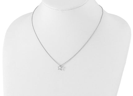 White Ice Sterling Silver Rhodium-plated Diamond Star Necklace with Extender (Style QW443-18)