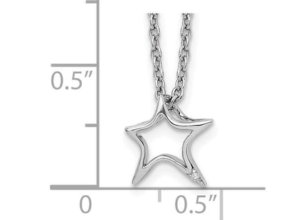 White Ice Sterling Silver Rhodium-plated Diamond Star Necklace with Extender (Style QW443-18)