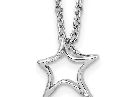 White Ice Sterling Silver Rhodium-plated Diamond Star Necklace with Extender (Style QW443-18)