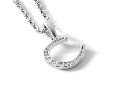 White Ice Sterling Silver Rhodium-plated Diamond Horseshoe Necklace with Extender