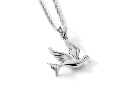 White Ice Sterling Silver Rhodium-plated Diamond Dove Necklace with Extender
