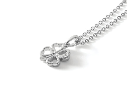 White Ice Sterling Silver Rhodium-plated Diamond Clover Necklace with Extender