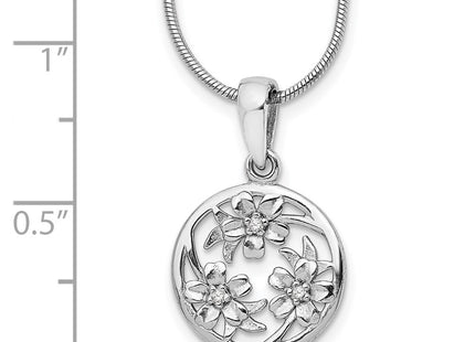 Sterling silver diamond flower necklace, another view