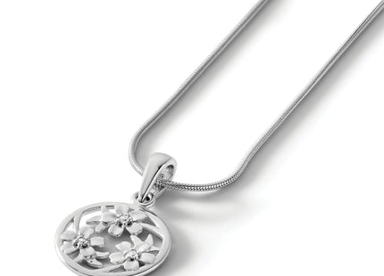 White Ice Sterling Silver Rhodium-plated Diamond Flower Necklace with Extender, 20 x 14mm