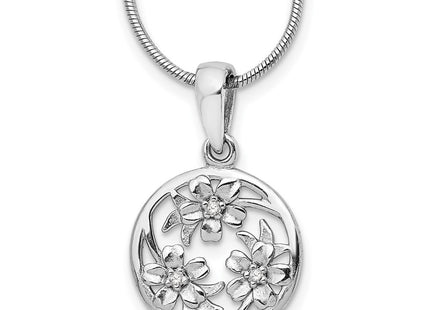 Sterling silver diamond flower necklace