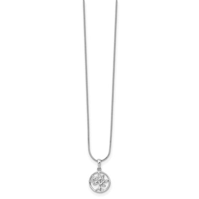 White Ice Sterling Silver Rhodium-plated Diamond Tree Necklace with Extender
