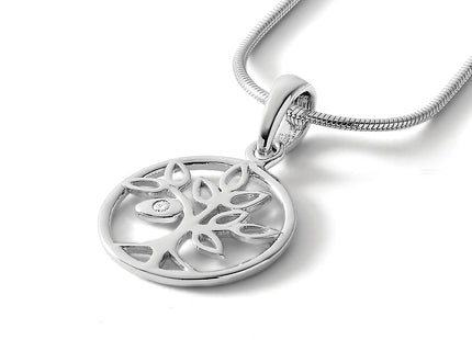 White Ice Sterling Silver Rhodium-plated Diamond Tree Necklace with Extender