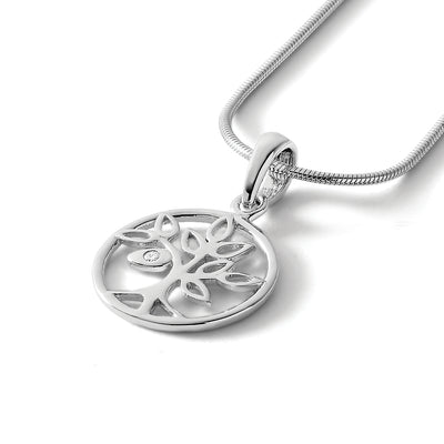 White Ice Sterling Silver Rhodium-plated Diamond Tree Necklace with Extender