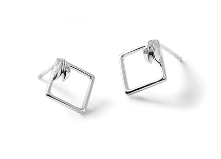 White Ice Sterling Silver Rhodium-plated Diamond-shaped Diamond Post Earrings