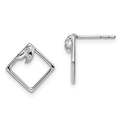 White Ice Sterling Silver Rhodium-plated Diamond-shaped Diamond Post Earrings