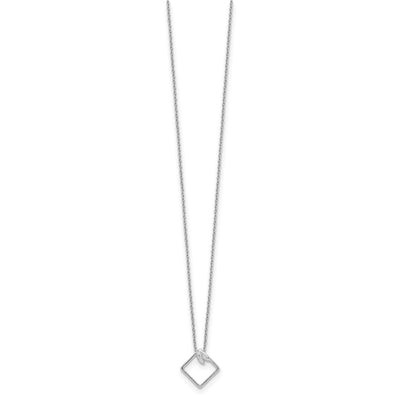 White Ice Sterling Silver Rhodium-plated Open Diamond-shaped Diamond Necklace with Extender