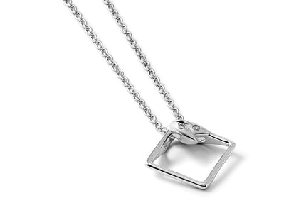 White Ice Sterling Silver Rhodium-plated Open Diamond-shaped Diamond Necklace with Extender