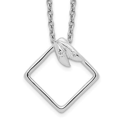 White Ice Sterling Silver Rhodium-plated Open Diamond-shaped Diamond Necklace with Extender
