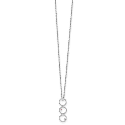 White Ice Sterling Silver Rhodium-plated Diamond and Ruby Necklace with Extender