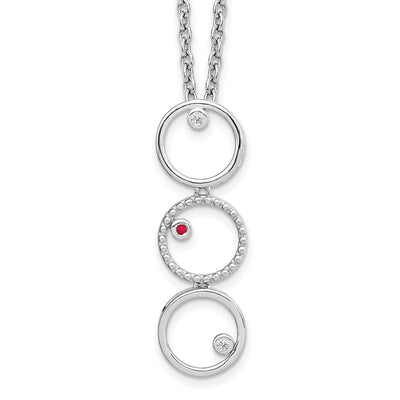 White Ice Sterling Silver Rhodium-plated Diamond and Ruby Necklace with Extender